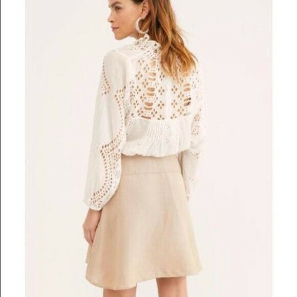 Free People Higher Ground Mini Skirt Beige Size 2 - Picture 3 of 6